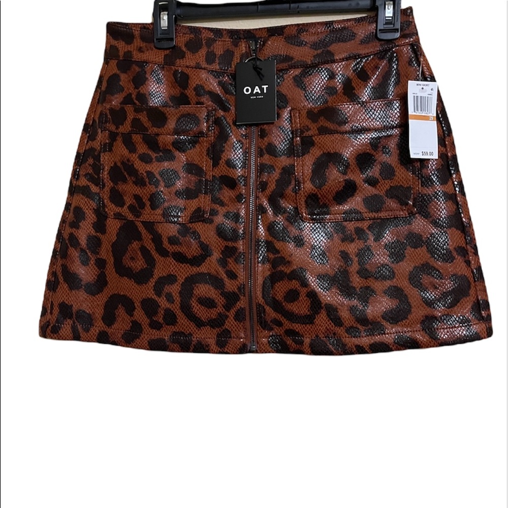 Oat New York Animal Print Nylon Mini Skirt Size 29